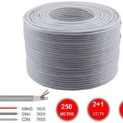 Resim BDEGS 250 Metre 2+1 0,50mm 1. Sınıf A Kalite Cctv Kamera Kablosu 