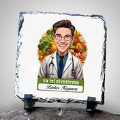 Resim Karikatürlü En İyi Erkek Diyetisyen Dekoratif Taş 