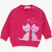 Resim Breeze Kız Bebek Sweatshirt Mutlu Kedicikler 4 Ay-1.5 Yaş, Fuşya-fuşya Fuşya 