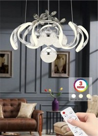 Resim Kumandalı 3 Renk Işık Özellikli 4 Toplu Modern Krom Kaplama Sarkıt Led Avize Salon Avize Krom 