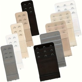 Resim 10 Adet Esnek Sütyen Toka Uzatma - Ayarlanabilir 2/3 Kancalı Arka Kapama - Yumuşak Polyester Kumaş - Düz Renk - Rahat Kullanım İçin Sütyen Aksesuarları 