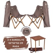 Resim Bag The Joy Ahşap Masa Sandalye Seti Kahverengi-koyu Gri-50 50 50 Koyu Gri 