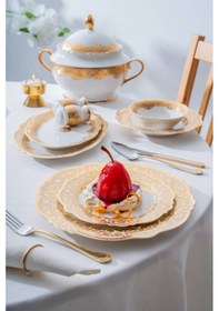 Resim Acar Damasse 12 Kişilik 60 Parça Porselen Yemek Takımı Renkli 