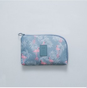 Resim Youtek Gri Flamingo Desenli Su Geçirmez Dijital Alet Çantası - Şarj Cihazı, Kablolar, Kulaklık İçin Büyük Kapasiteli Seyahat Organizer 21x14x3 Cm 