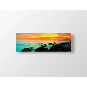 Resim Deniz Çerçeve Deniz Manzarası Gün Batımı Tablosu-Çerçevesiz - 150X50 