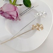 Resim Şık Ginkgo Yaprağı Saç Tokası - Kadınlar için Vintage Esintili Gümüş Alaşım Saç Çubuğu, Topuzlar & Özel Günler için Mükemmel, İdeal Noel veya Doğum Günü Hediyesi 
