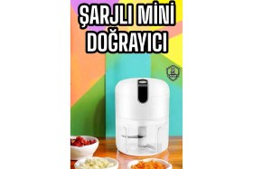 Resim Erdo Ticaret Buğz Şarjlı Portatif Doğrayıcı Mini Pratik Rondo El Doğrayıcı Üç Bıçaklı Çelik Bıçaklı 