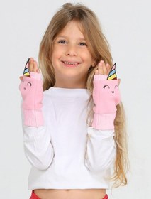 Resim Casabony Unicorn 3d Kız Çocuk Polar Eldiven Pembe 