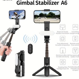Resim QAML A6 2025 El Tipi Gimbal Sabitleyici, Kendinden Çekimli Serefiçin Standı, Kablosuz Uzaktan Kumanda, Akıllı Telefonlar için 1 Eksen, 400mAh Şarj Edilebilir Lityum Polimer Pil, USB Şarj, ABS Malzeme, iPhone ve Android Cihazlarla Uyumlu 