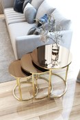Resim FAYMEND 3lü Lüx C Zigon Sehpa Gold Aynalı 