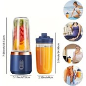 Resim Sunshine022 Mavi Çift Kapılı Usb Şarjlı Portatif Blender Ve Meyve Sıkacağı Smoothie Yapma Makinesi 