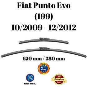 Resim Fiat Punto Evo 199 2009 2010 2011 2012 Uyumlu Ön Cam Muz Tipi Silecek Süpürgesi Seti 650/380mm Silbak 