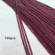 Resim 2Mm Doğal Granat Kristal Pürüzsüz Yuvarlak Dağılmış Boncuklar, 100 Adet, Takı Yapım Malzemeleri 