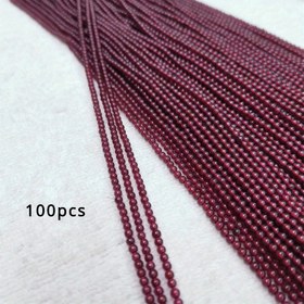 Resim 2Mm Doğal Granat Kristal Pürüzsüz Yuvarlak Dağılmış Boncuklar, 100 Adet, Takı Yapım Malzemeleri 