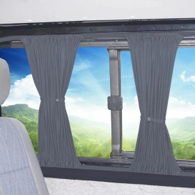 Resim Oto Pandami Fiat Doblo I 2000-2010 Uyumlu Gri Raylı Oto Perde Takımı 