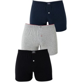 Resim Arma Yıldız Erkek Renkli Düğmeli Boxer 3'lü Paket %100 Pamuklu Penye Çok Renkli 