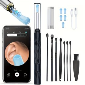 Resim Görsel Kulak Temizleme Seti, 8 Parça Kulak Bakım Kiti, Kamera ve Işıklı Kulak Kir Çıkarma Aleti, 6 Adet Kulak Kaşığı ile iOS ve Android için Kulak Kir Temizleyici, 1080P HD, Babalar Günü Hediyesi, Tatil Hediyesi, Doğum Günü Hediyesi 