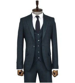 Resim Wessi Ekose Ceketli Slim Fit Yeşil Erkek Takım Elbise Yeşil 