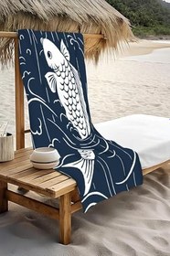 Resim Dijital Baskı Plaj Deniz Havlusu Balık Desenli Peştamal HVL0229 