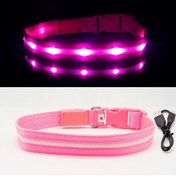 Resim Willowhaven Pembe L Boy Gece Yürüyüşü Şarj Edilebilir Su Geçirmez Kedi Köpek Tasması Pembe 