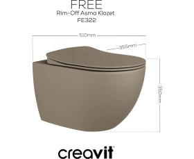 Resim Free Rim-Off Duroplast Yavaş Kapanan Klozet Kapaklı Mat Cappucino Set 