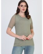 Resim Ella Camelia Kadın Taş Detaylı Bluz 19E056 Haki 