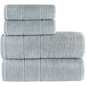 Resim Zeynep Tekstil Royality 50x90 70x140 Cm 4'lü Banyo Havlu Seti, %100 Pamuklu Havlu Takımı Gri 