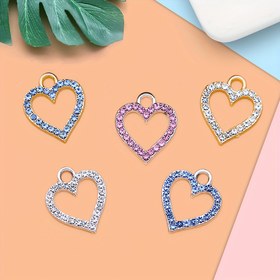 Resim 10 Adet/lot Alaşımlı Gümüş Renkli Pembe Mavi Yapay Kristal Kolye Ucu, Küpe Bilezik Aksesuar DIY Malzemesi 