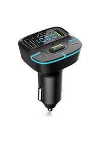 Resim F9 Araç Fm Transmitter 5.3 Bluetooth Araç Kiti Usb Type-c Hızlı Şarj Kart Çakmaklık Girişli 