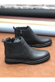 Resim Derilax Hakiki Deri Ortopedik Büyük Numara 45-46-47 Kürklü Kışlık Erkek Bot Siyah 