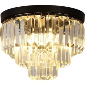 Resim Efsane 40 Lık Kristal Taşlı Siyah Modern Salon Avize 