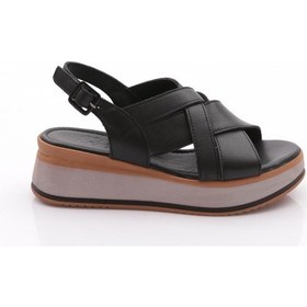 Resim Dgn 650-22229 Kadin Kalin Taban Sandalet Siyah 