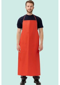 Resim Uzun Mutfak Önlüğü İş Güvenliği Yucca Kırmızı 