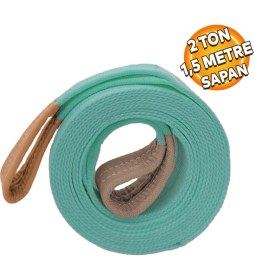 Resim Badem10 Sapan Polyester Spanzet 2 Ton 1.5 Metre Turkuaz Sağlam Yük Kaldırma Taşıma Indirme Halat 
