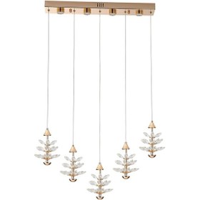 Resim Serap 5'li 62 Watt 3000k Sıralı Gold Kristal Taşlı Ledli Salon Avize Gold 
