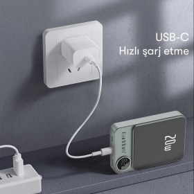 Resim Earldom PD24 10.000 Mah 20W Kablosuz Şarjlı Pd Hızlı Şarj Mini Powerbank - Gri 