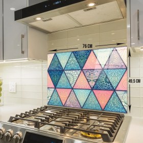 Resim Decorita Renkli Mandala Desenli | Cam Ocak Arkası Koruyucu | 