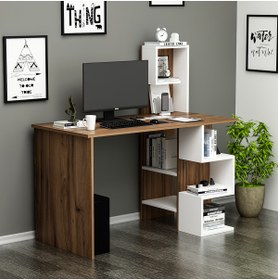 Resim Betroya Twist Çalışma Masası - Ceviz / Beyaz 