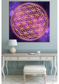 Resim Yaşam Çiçeği Kutsal Geometri Sri Yantra Kanvas Tablo 40 x 40r 