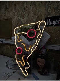 Resim Pizza Neon Led Dekoratif Duvar Yazısı Tabelası Aydınlatması 40x40 cm, SMC-1038 