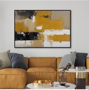 Resim Yağlı Boya Dokulu Tablo Kahve Siyah Soyut Siyah Çerçeveli U08024-179054 