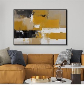 Resim Yağlı Boya Dokulu Tablo Kahve Siyah Soyut Siyah Çerçeveli U08024-179054 