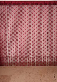 Resim KELEBEK MODEL BORDO RENK İP PERDE HAZIR DÜĞMELERİ DİKİLMİŞ İP PERDE 300 * 280 cm 