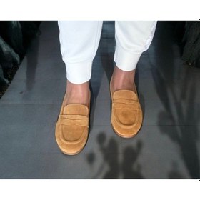 Resim Ne&ve Shoes Camel Süet Hakiki Deri Kadın Loafer Ayakkabı 