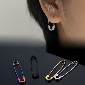 Resim 2 Adet Paslanmaz Çelik Güvenlik İğnesi Küpeler, Punk Tarzı Halka, Hipoalerjenik Kulak İğnesi, Günlük ve Parti Giyimleri İçin Unisex Moda Takısı 