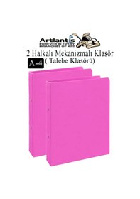 Resim Pembe 2 Halkalı Klasör 2 Adet A4 Pvc Öğrenci Ve Ofis Tipi Evrak Sunum Talebe Büro Klasörü İç Cepli Otomatik Mekanizmalı Pembe 