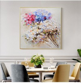 Resim Home In Joy %100 El Yapımı Yağlı Boya Tablo 85x85 Cm 