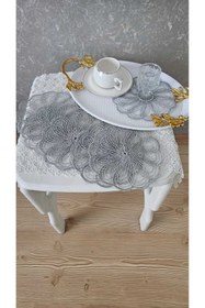 Resim ZESA HOME 6 Lı Kahve Yanı Şık Sunum Güpür Tül Peçeteler 