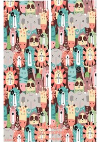 Resim Renkli Hayvanlar Desenli Baskılı Çocuk Ve Bebek Odası Fon Perdesi 2 Kanat - Prd-07 Çok Renkli 