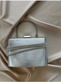 Resim Öznora Silver Taşlı Metal Kulplu Abiye Çanta Std 
